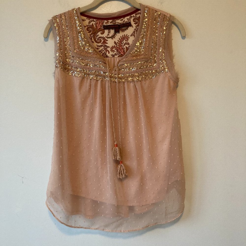 ANTHROPOLOGIE A Common Thread Sequin Top Small